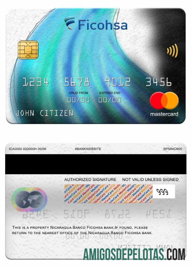 Nicaragua Banco Ficohsa Bank Mastercard template